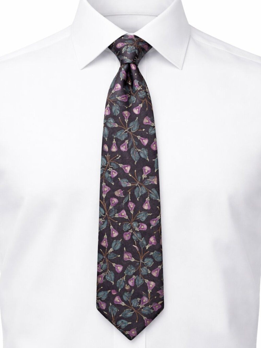 Valentino Floral Silk Tie Black Purple Blue Made in Italy 4" Necktie